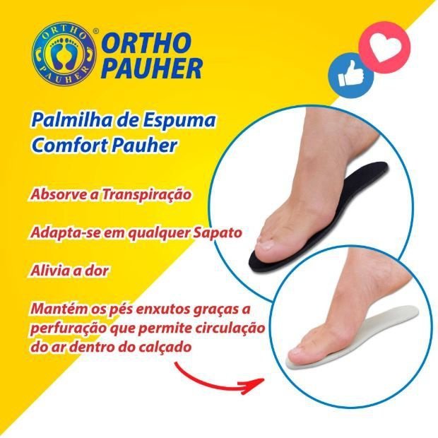 Palmilha Ortopédica de Espuma - Preta 33/34 - ORTHO PAUHER